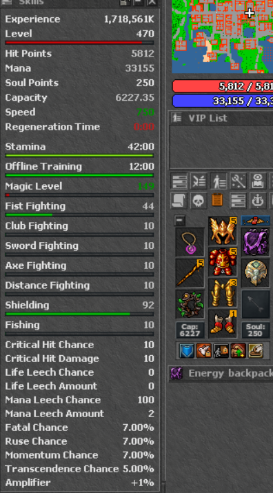 Janela Skills com chances de proc do tier